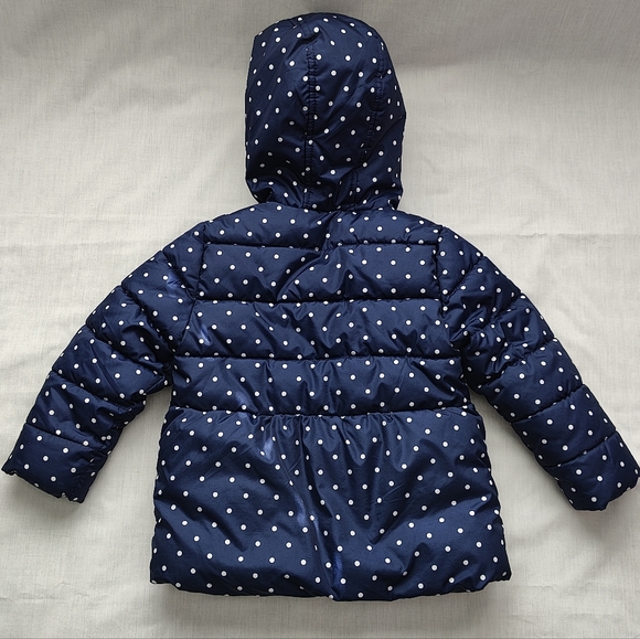 Healthtex Girl's Toddler Puffer Jacket - Blue w/White Polka Dots - Size 4T - Picture 2 of 8